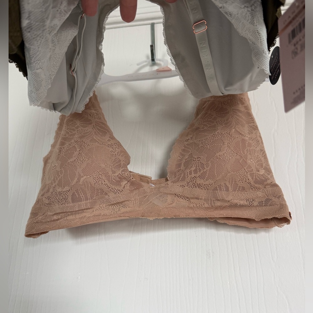 Danskin Lace Bralette Trio - Olive, Tan, Gray - Picture 4 of 7